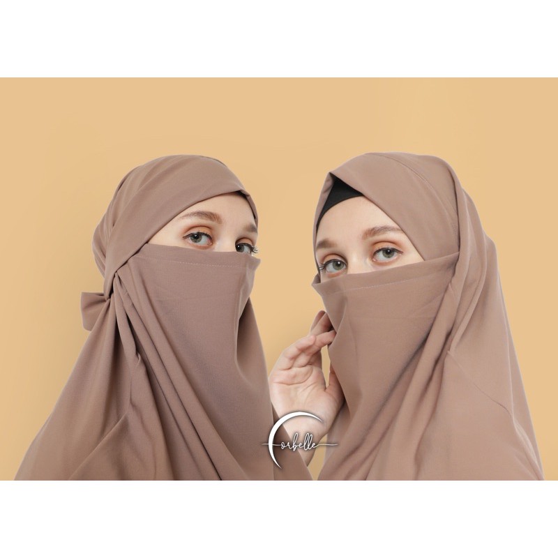 FRENCH KHIMAR JUMBO WOOLPEACH • NIQAB SYAR'I CADAR WOLFIS