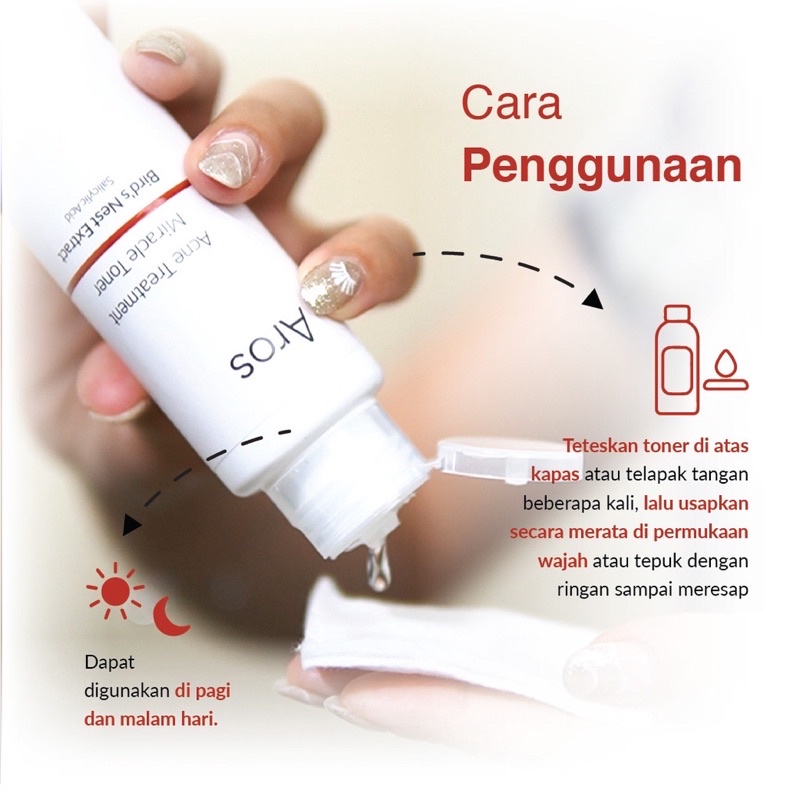 AROS Acne Treatment Miracle Toner Indonesia / Facial Wash Essence Serum Day Night Cream Mask Paket