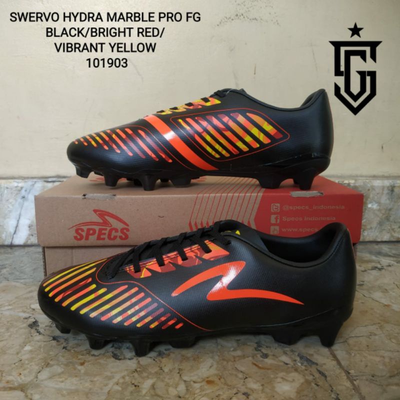 Sepatu Sepak Bola Specs Swervo Hydra Marble Pro FG Black Bright Red [ 101903 ]