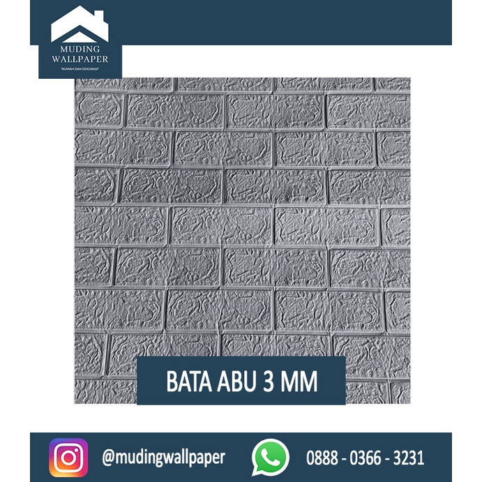 Wallpaper Bata Putih 3D Foam 77 x 70 cm-Bata Abu 3 MM