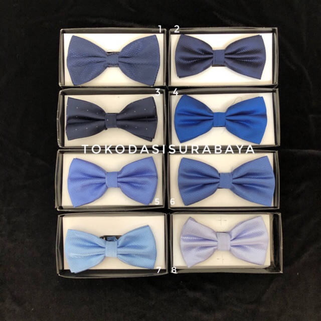 Dasi kupu bowtie dasi pita tekstur import biru tua edition navy royal electric dusty blue sky blue