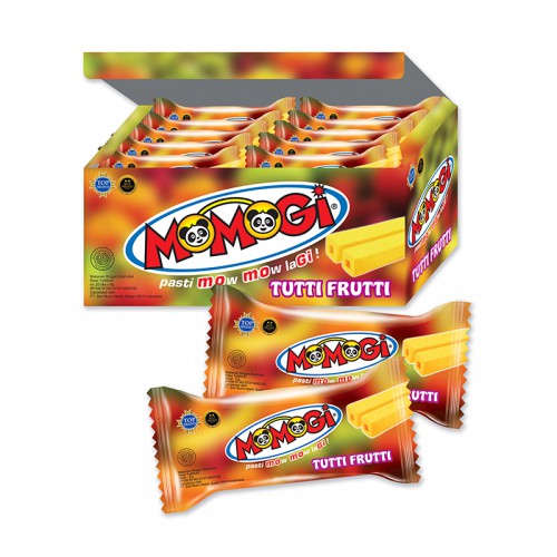 

MOMOGI Stick Makanan Ringan Ekstrudat - Netto 20 pcs x 6 gr Tutti Frutti 1 Dus