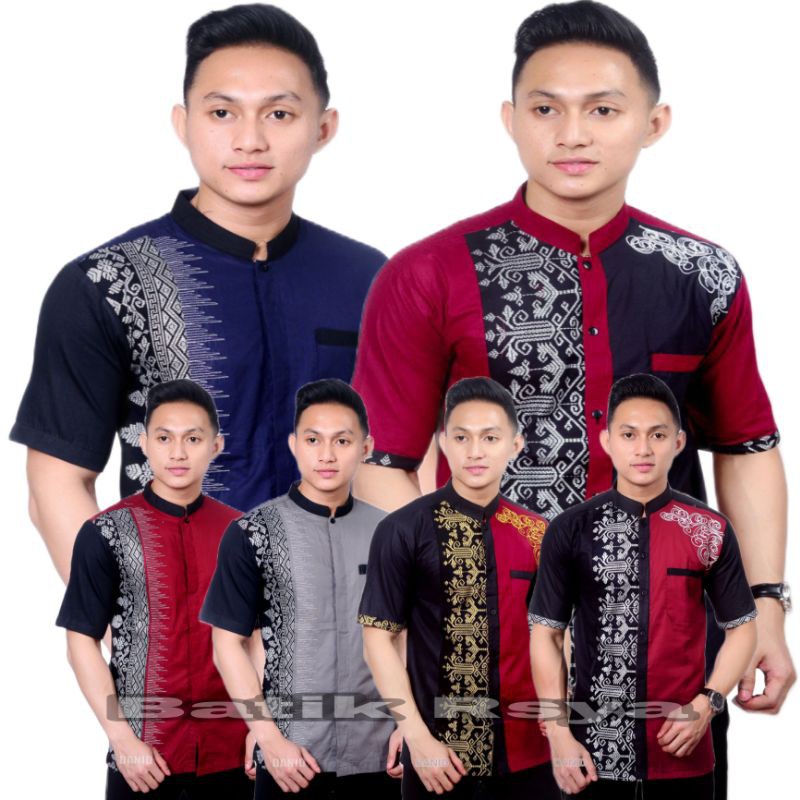 BAJU KOKO PRIA KOKO BORDIR COMBINASI KOKO PRIA LENGAN PENDEK KOKO MODEL TREND TERBARU 2021