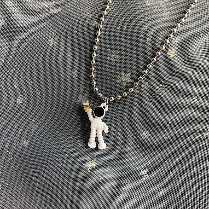 Kalung Rantai Manik Bulat Astronot Yang Lucu Rantai Klavikula Spaceman Hip-hop Baru Pasangan Fashion / Liontin Unisex