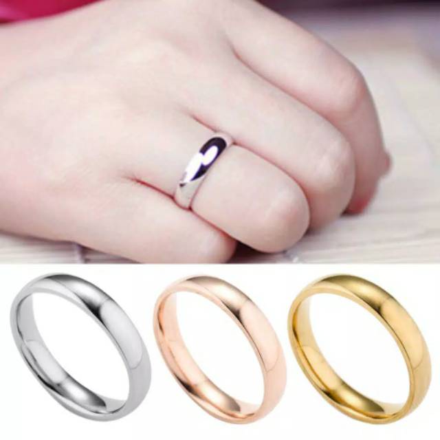 Cincin couple Titanium Stainless steel cembung kecil anti karat selamanya Fashion Ring pria wanita