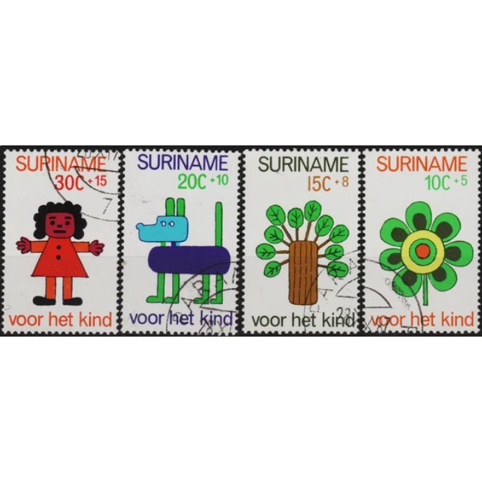 

Perangko Filateli A3-7 suriname VFU 5v 28.11.1973 child welfare