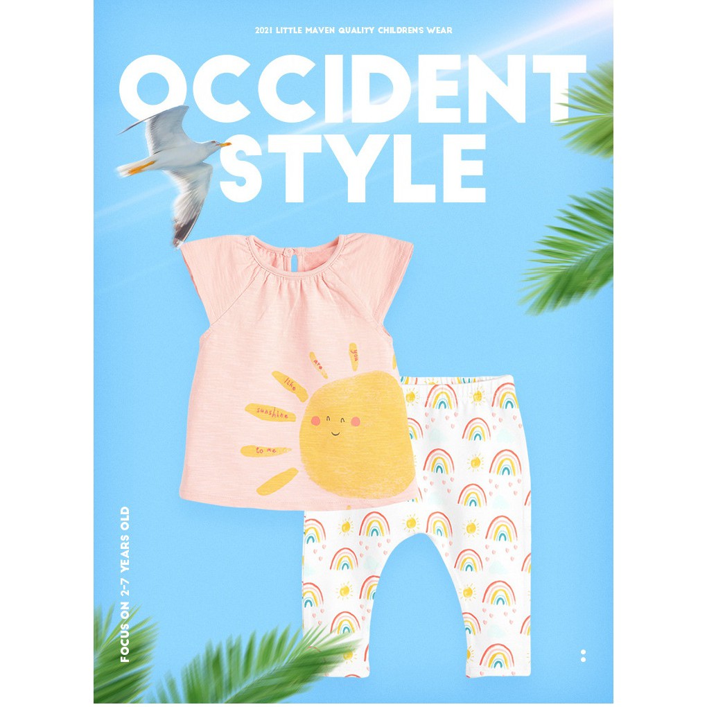 Little Maven Set Toodler Setelan Anak Cewek 20608 SUN PINKWHITE 3-7 Tahun