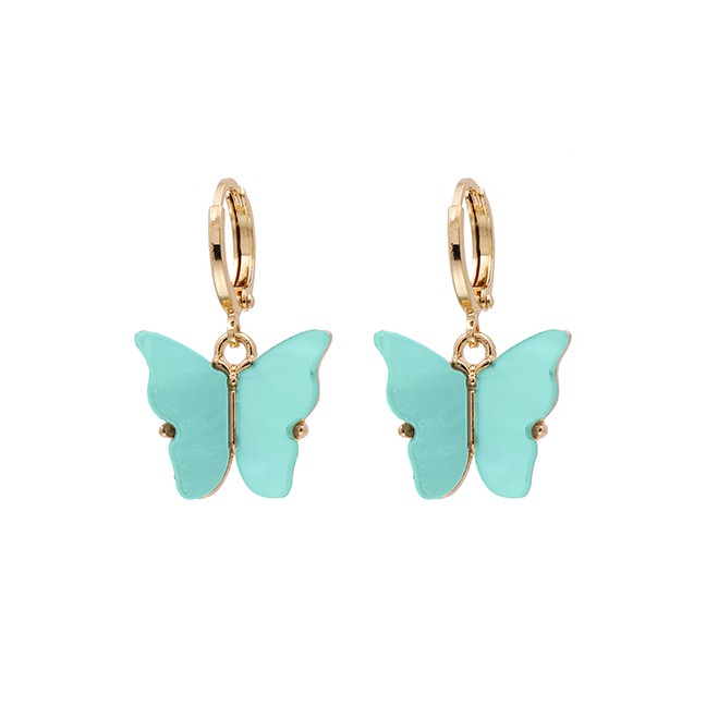 LRC Anting Tusuk Fashion Earrings Butterfly Resin Alloy Earrings K43609