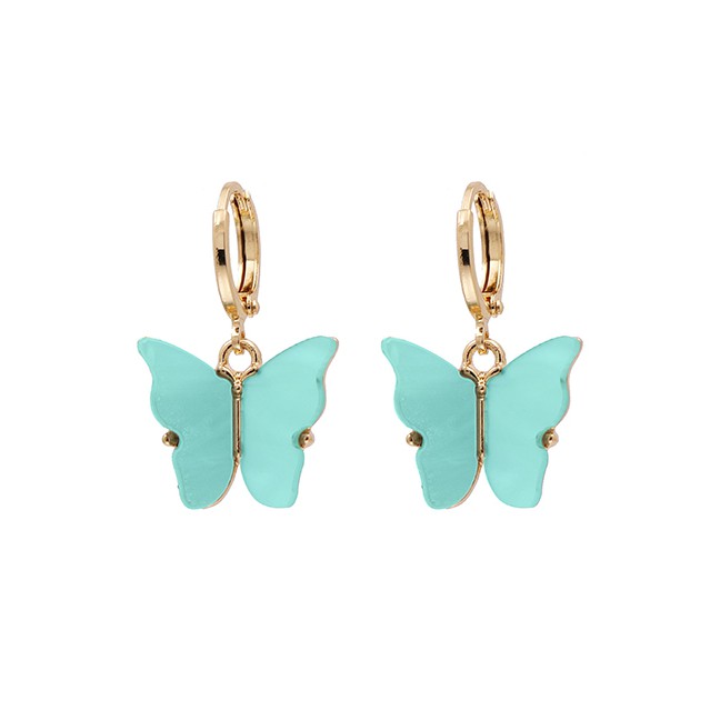 LRC Anting Tusuk Fashion Earrings Butterfly Resin Alloy Earrings K43609