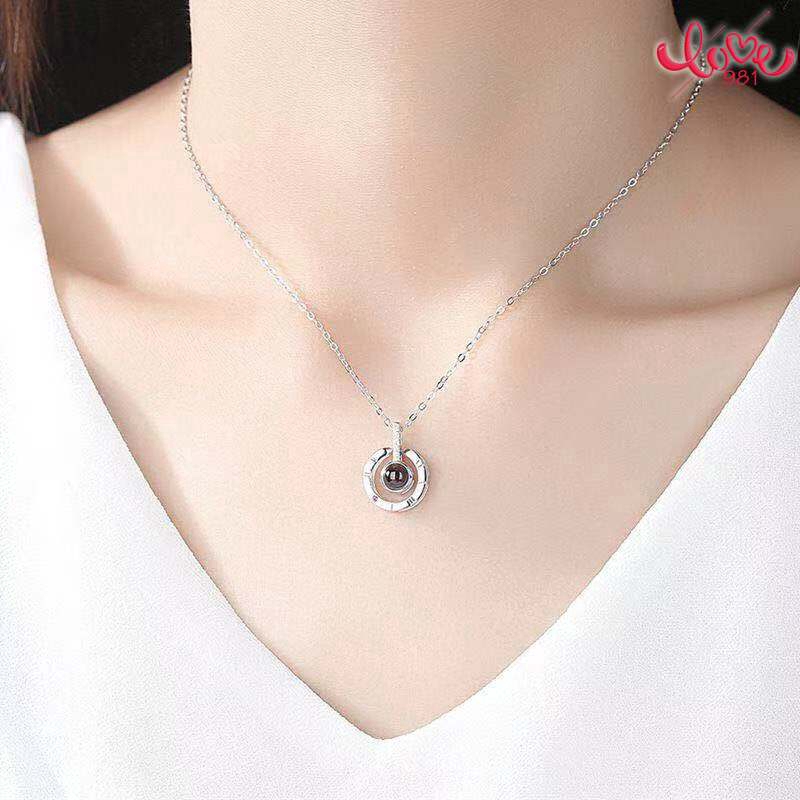 Kalung Rantai Klavikula Pendek Liontin 100 Bahasa Love You