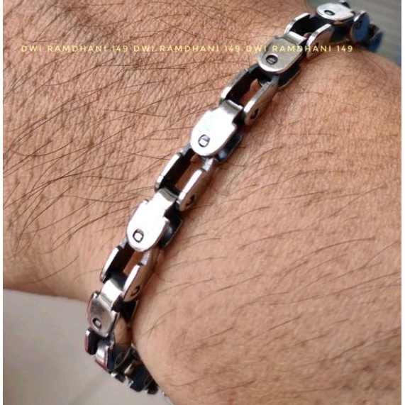 Gelang Titanium Pria Anti karat Vintage Panjang 21 cm
