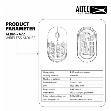 ITSTORE Mouse Wireless Altec Lansing ALBM7422 ALBM 7422 Recharger