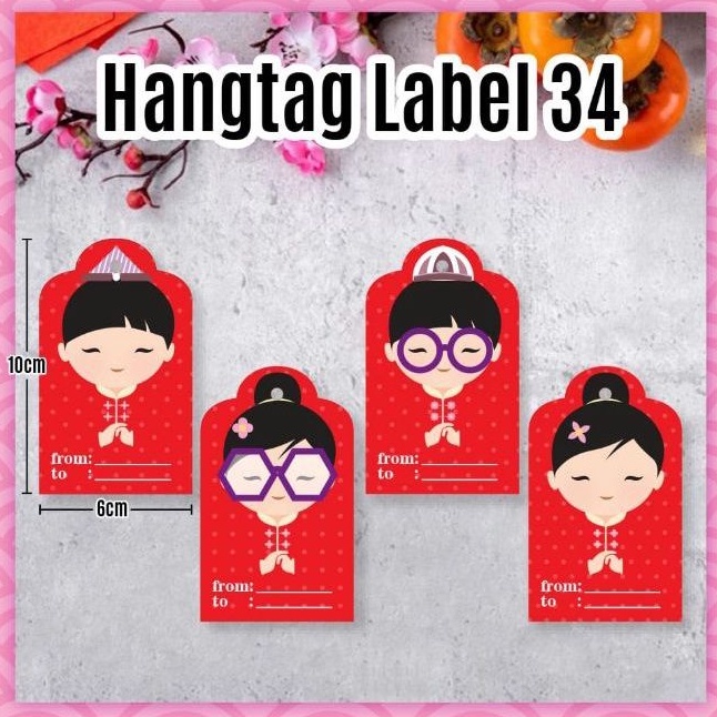

(12pcs) hang tag imlek person/label semat souvenir hampers tahun baru cina/ lunar new year red cny