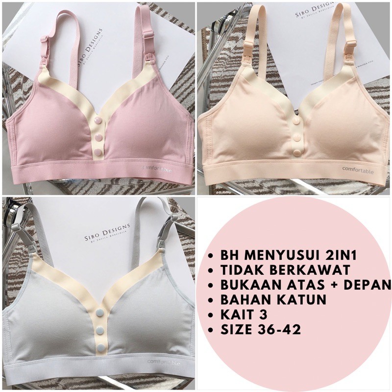 HEYMOMMY.ID - Bra Menyusui 2in1 Kancing | ✅@DWIHANDAANDA APPROVED✅ |Bra menyusui Bukaan depan&amp;Bukaan Atas
