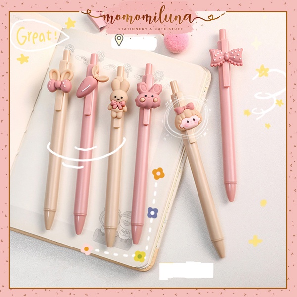 

Pulpen karakter lucu cute rabbit kelinci model mekanik tinta gel black 0.5mm MK1244