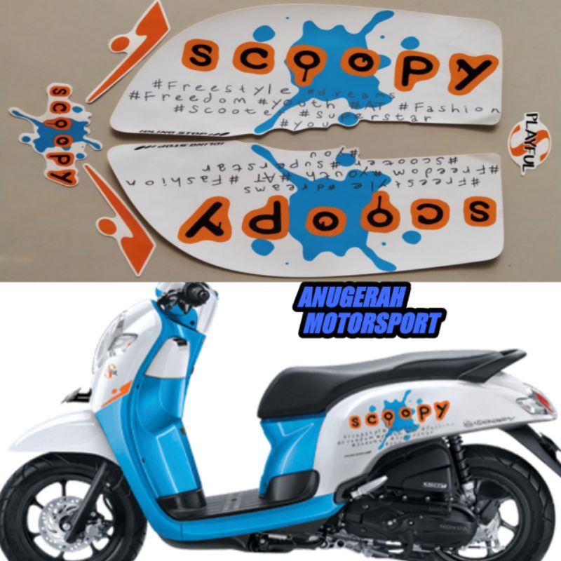 striping / sticker lis Scoopy putih biru 2017
