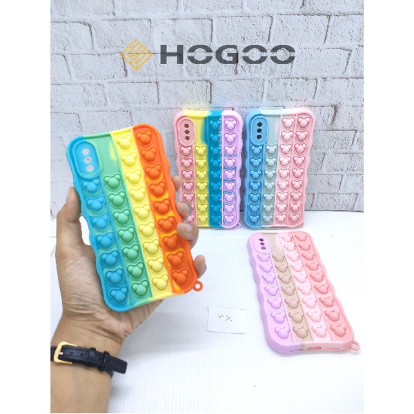 HOGOO CASE POP IT SILICONE IPHONE X - CASE PENGHILANG STRESS PUSH IT BUBBLE CASE RAINBOW