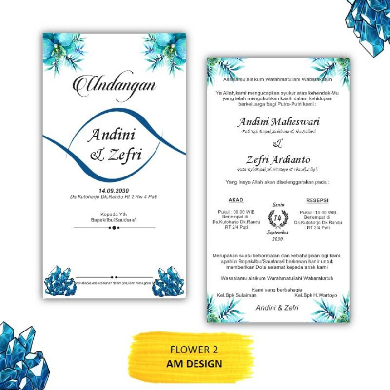

Undangan Pernikahan Satu Lembar Bolak Balik Murah Desain Flower 2 New