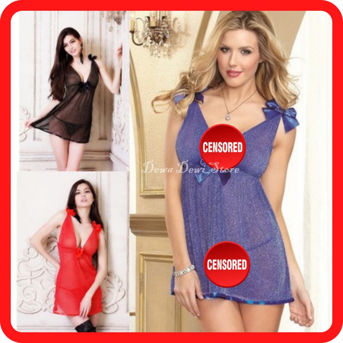 Baju Tidur Seksi Lingerie Babydoll Biru Sexy Transparan LT2659