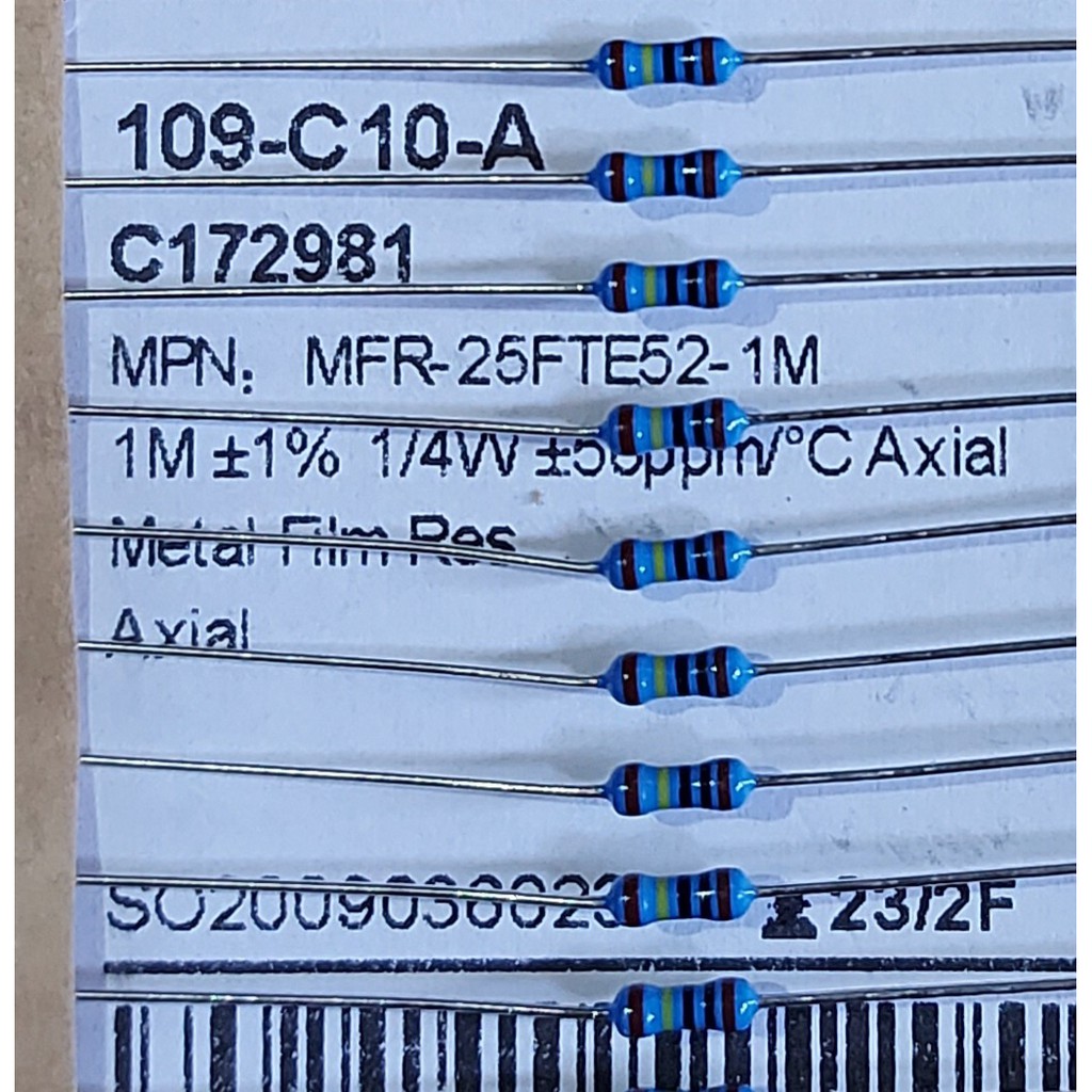 Resistor 1M Ohm 1/4 W Metal film YAGEO