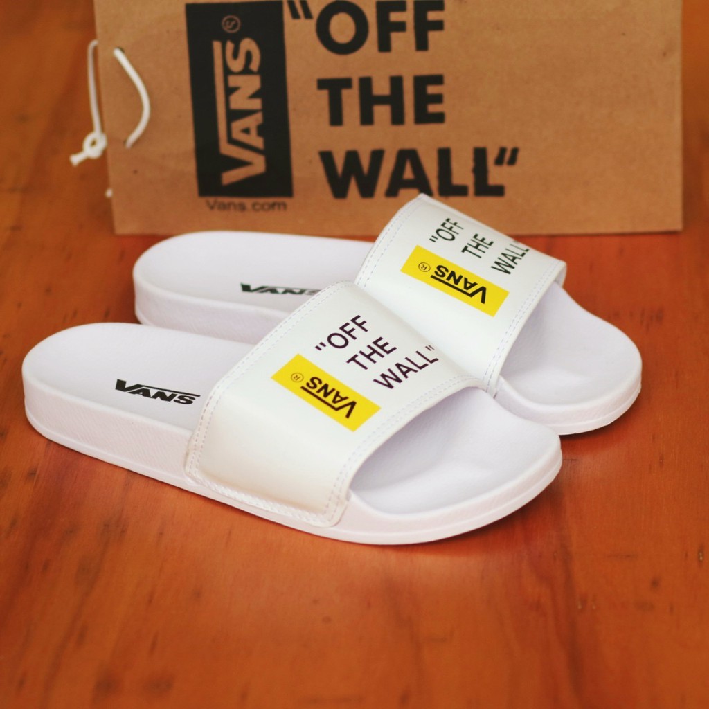 Sendal Pria Slide vans Bahan kulit Super Hype santai Nyaman jalan Ngemall Hangout