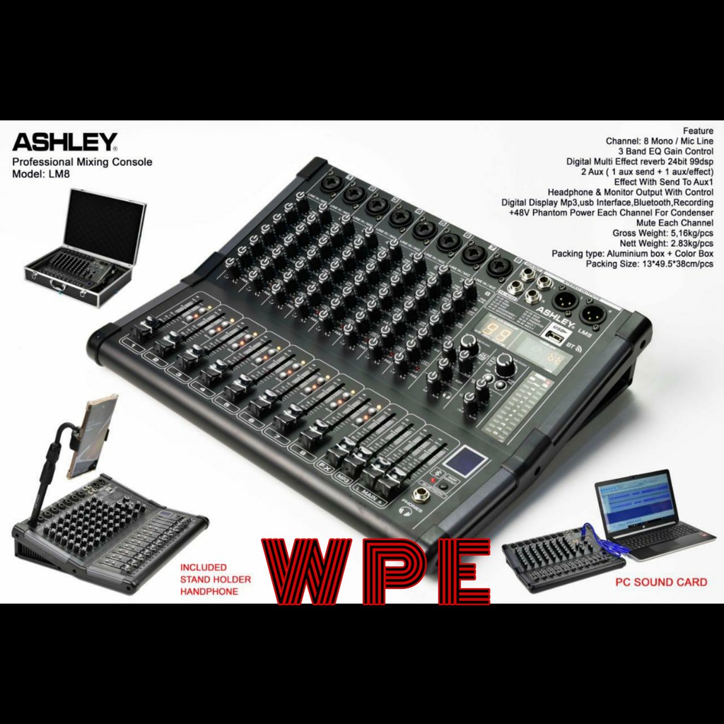 mixer audio ashley lm8/lm 8 original 8 channel