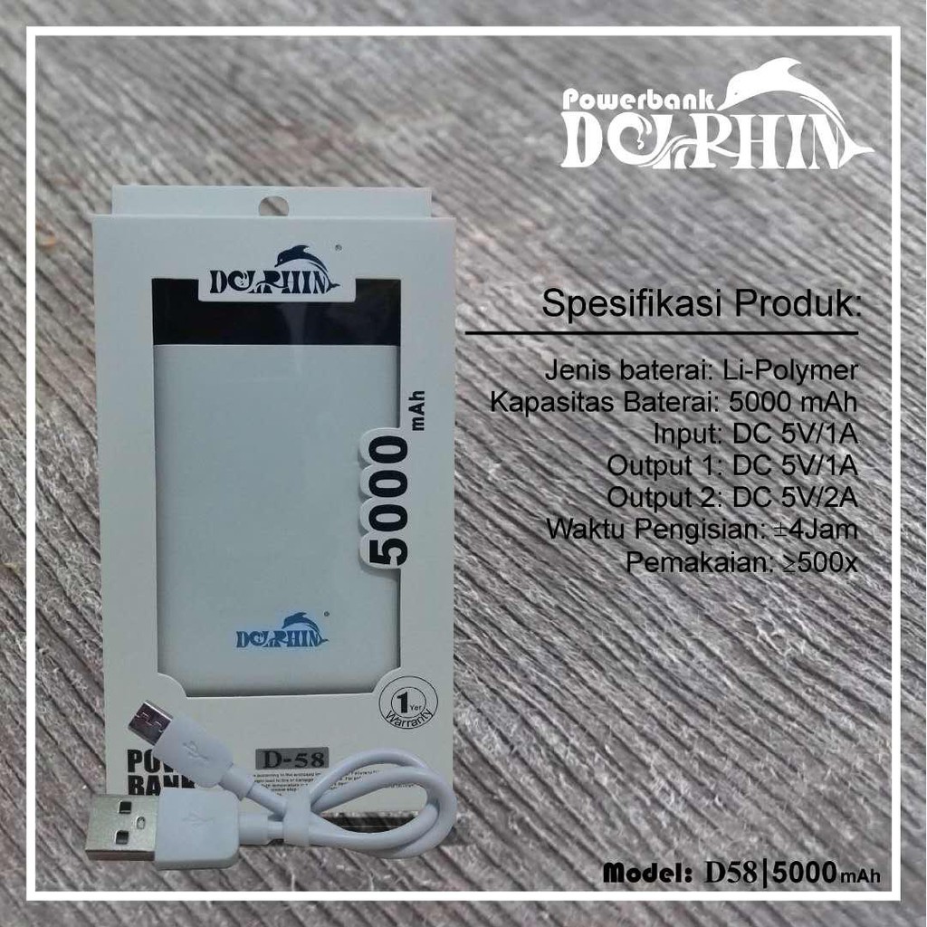 ORIGINAL POWERBANK DOLPHIN D58 5000mAh