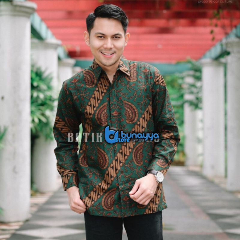 Baju Kemeja batik pria cowok cowo lengan panjang pendek pekalongan solo seragam keris premium G05