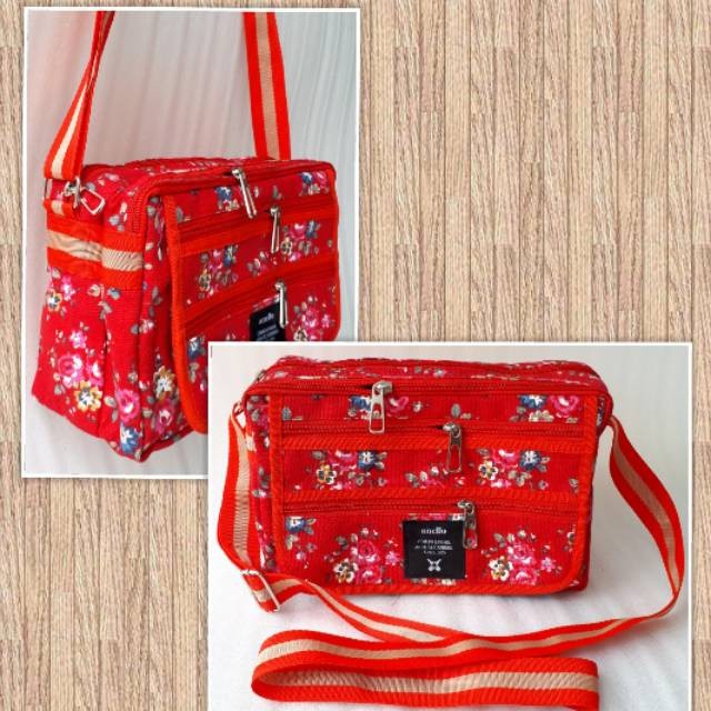 Tas slempang cewek motif bunga 5 ruang