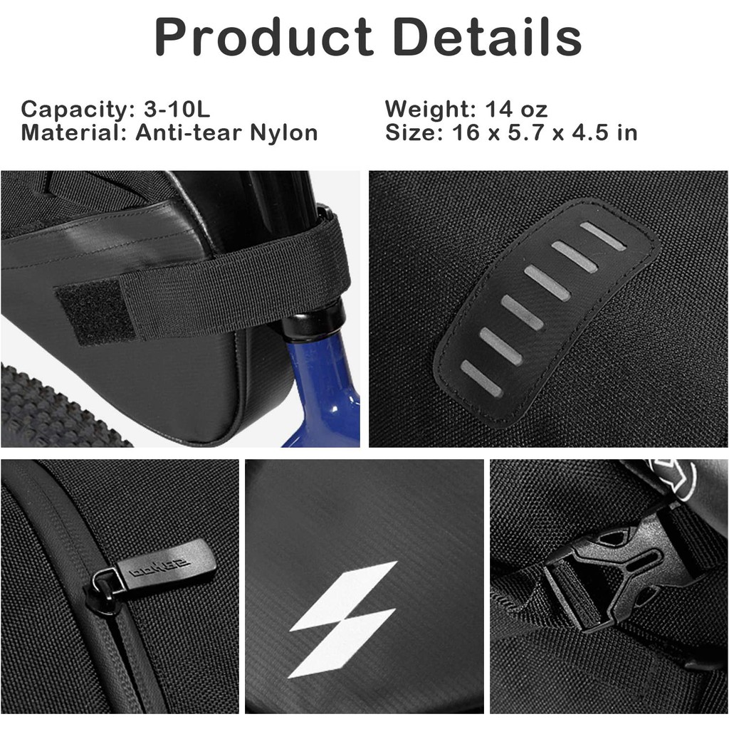 YGRETTE - SAHOO Tas Sadel Sepeda Bicycle Waterproof Bag 10L - 131414-B - Black