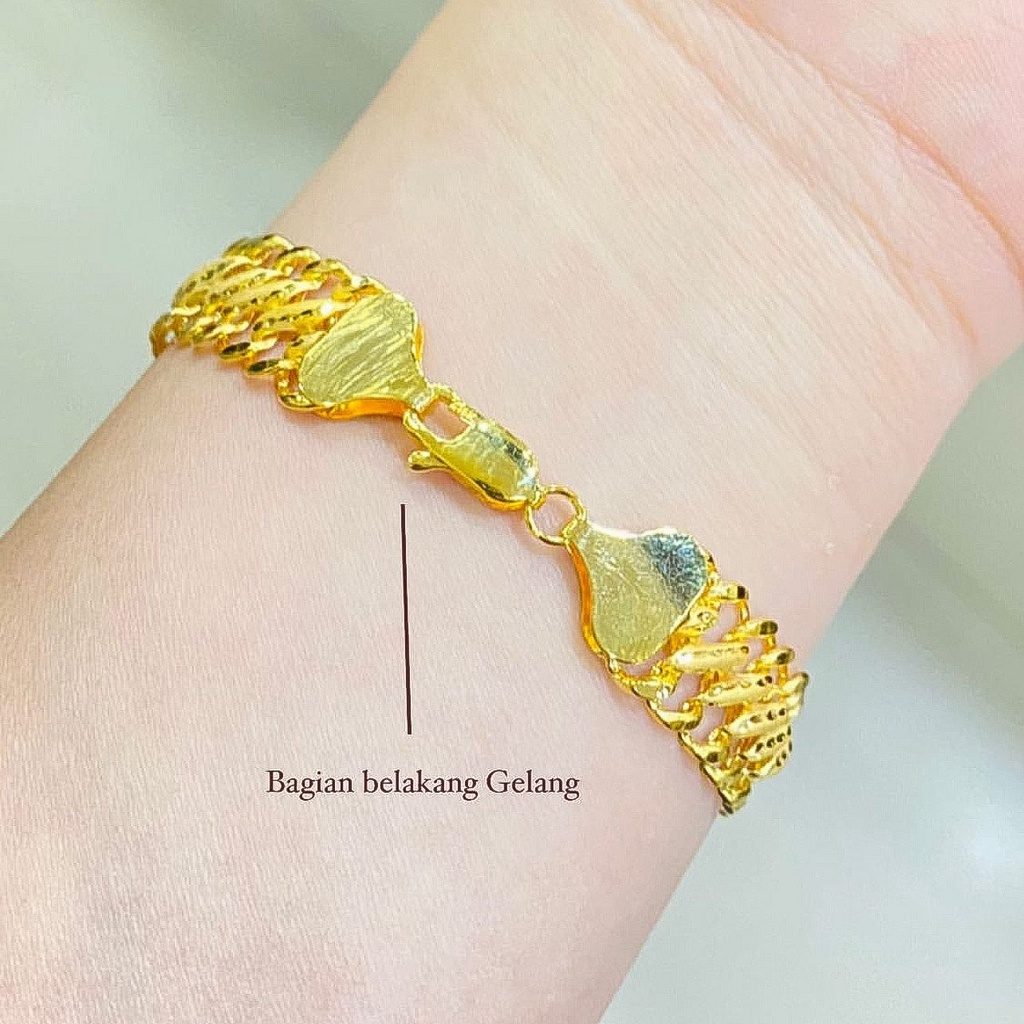 Gelang tangan anak dan dewasa emas asli kadar 700 70 16k  S holo super double sisik naga ukir kilat lebar mix kombinasi 2 warna putih whitegold 5 6 gram gr panjang 16 17 18 cm gold bracelet rantai pria laki wanita cowok cewek