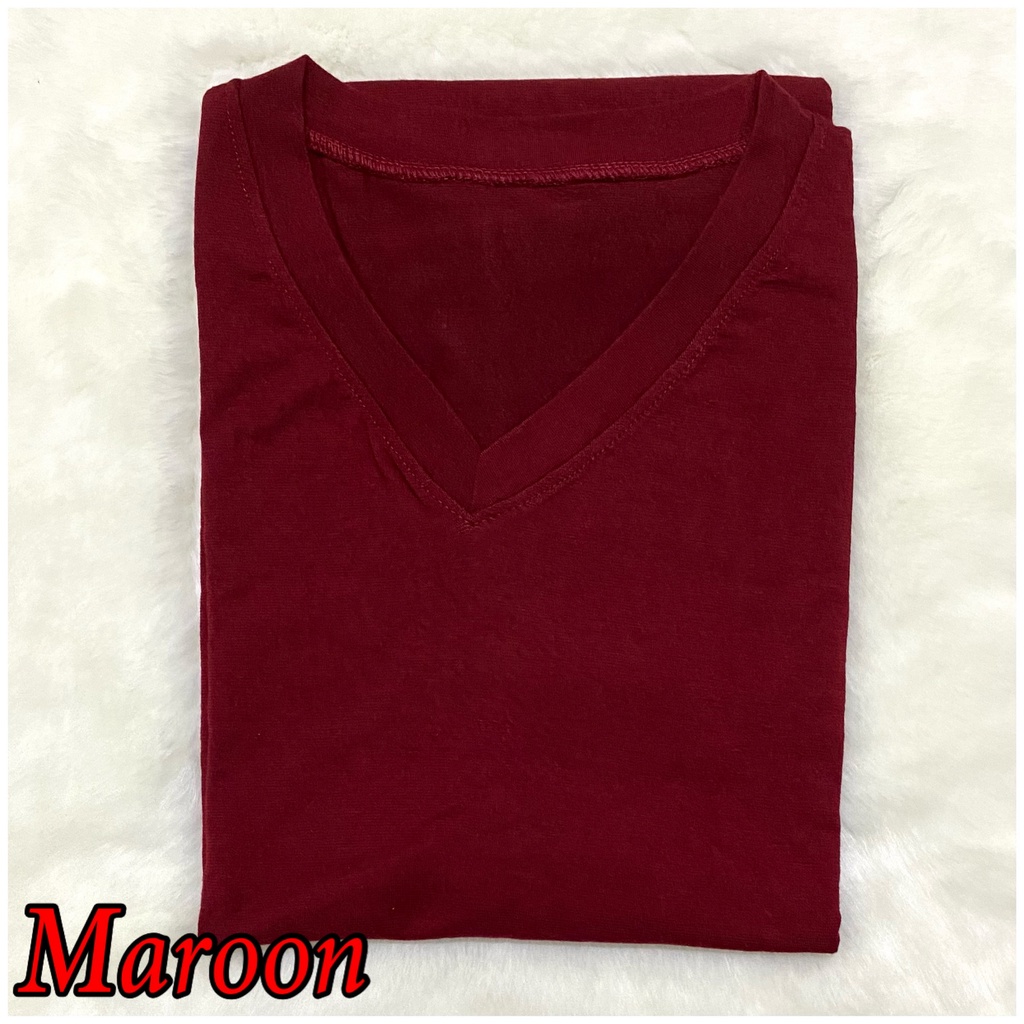 V-NECK JUMBO XXL Panjang / Kaos Polos Basic Vneck Panjang /  t-shirt / Atasan Pakaian Wanita Murah-TPJ V-XXL - MAROON