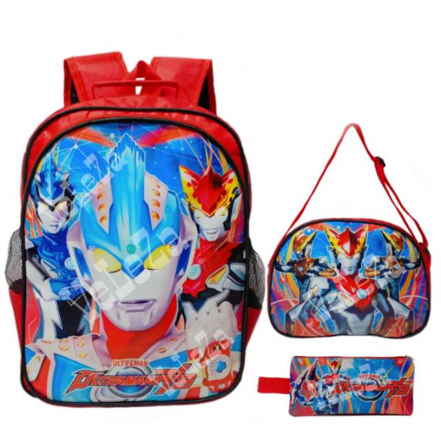 Tas Anak Ransel Sekolah Anak laki laki Karakter Ultraman Free tas selempang tempat pinsil - tas anak