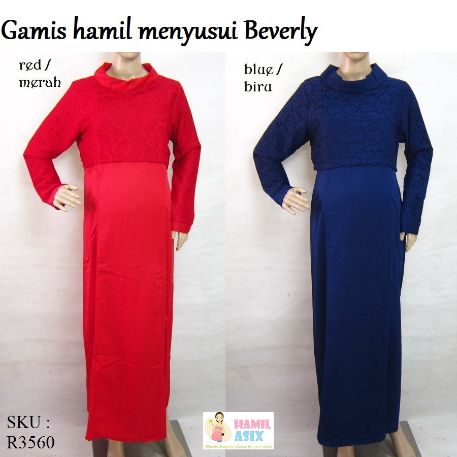 Beverly Gamis hamil menyusui pesta brokat Hitam / Merah / Biru