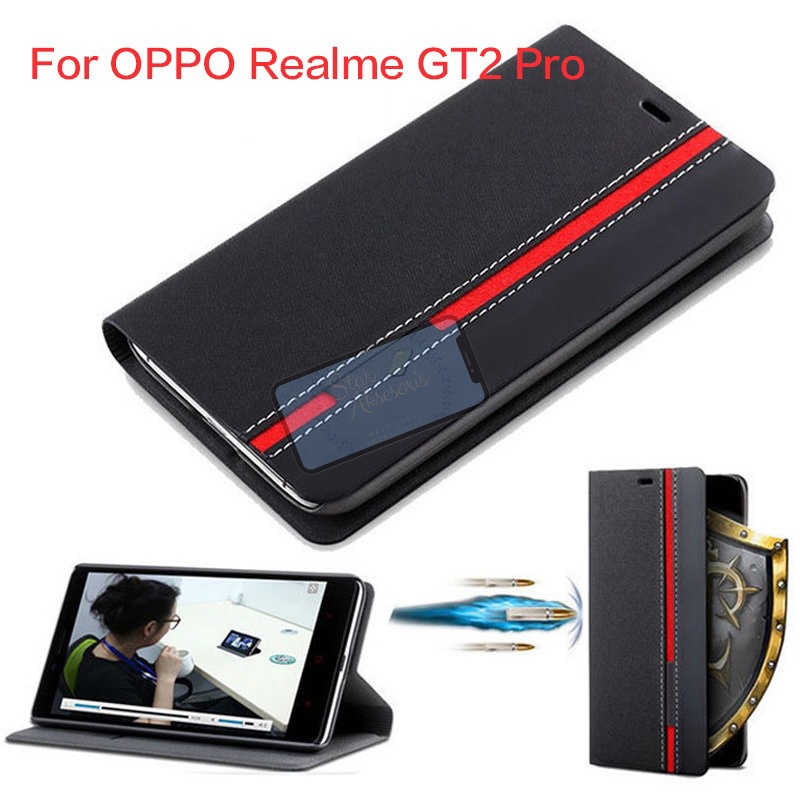 Realme GT 2 Pro Flip Case Luxury Leather Sporty Soft TPU Case GT 2 Pro