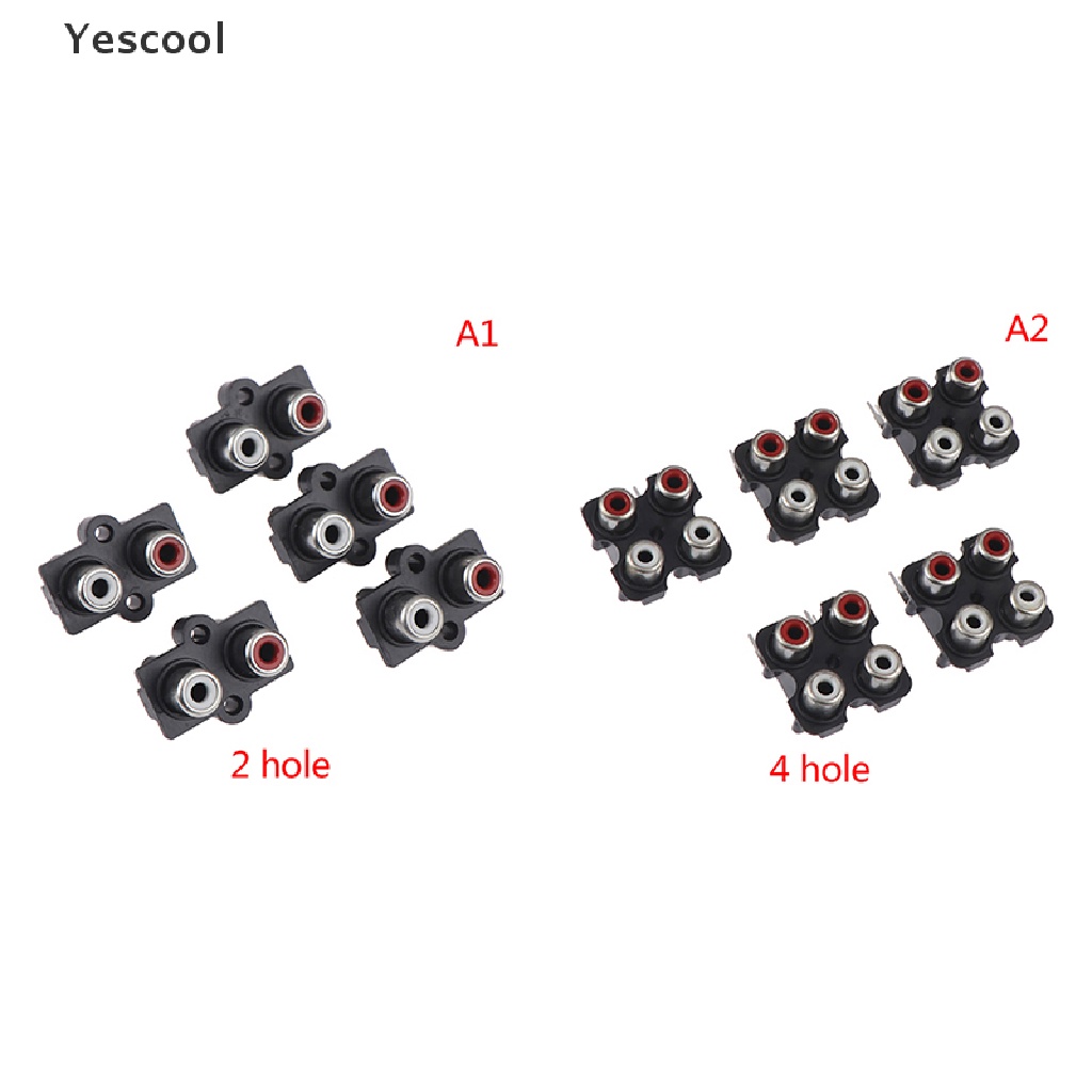 Yescool 5Pcs Konektor input Audio Stereo RCA Female 2 / 4 Lubang