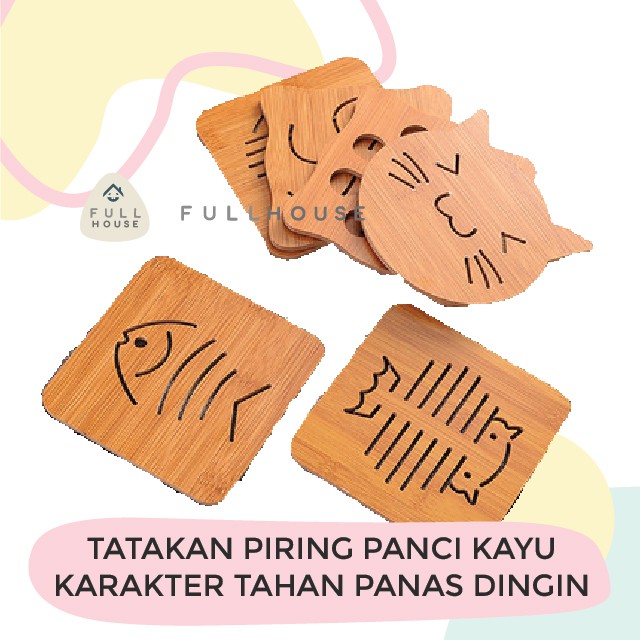 Tatakan Piring Panci Kayu Karakter Tahan Panas Dingin