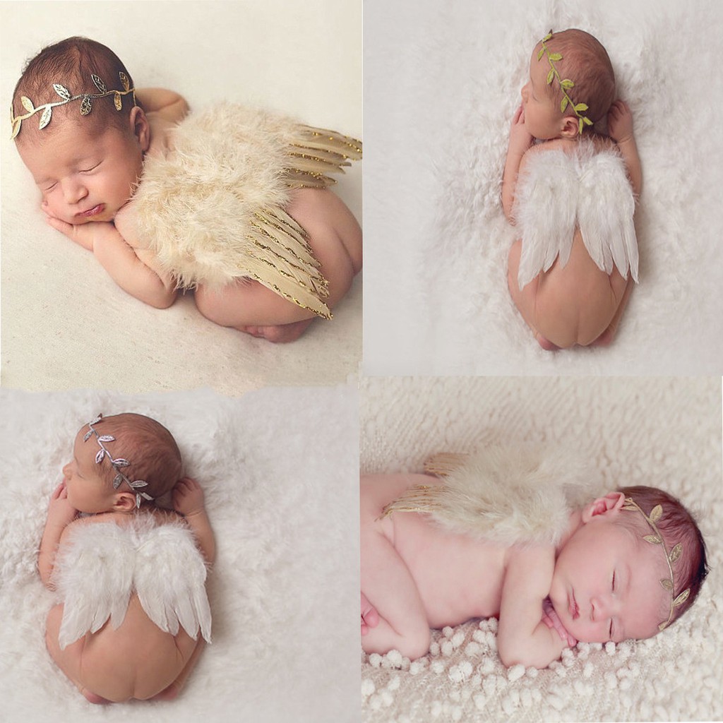 KOSTUM BABY NEWBORN FOTOGRAFI SAYAP PLUS HIASAN KEPALA