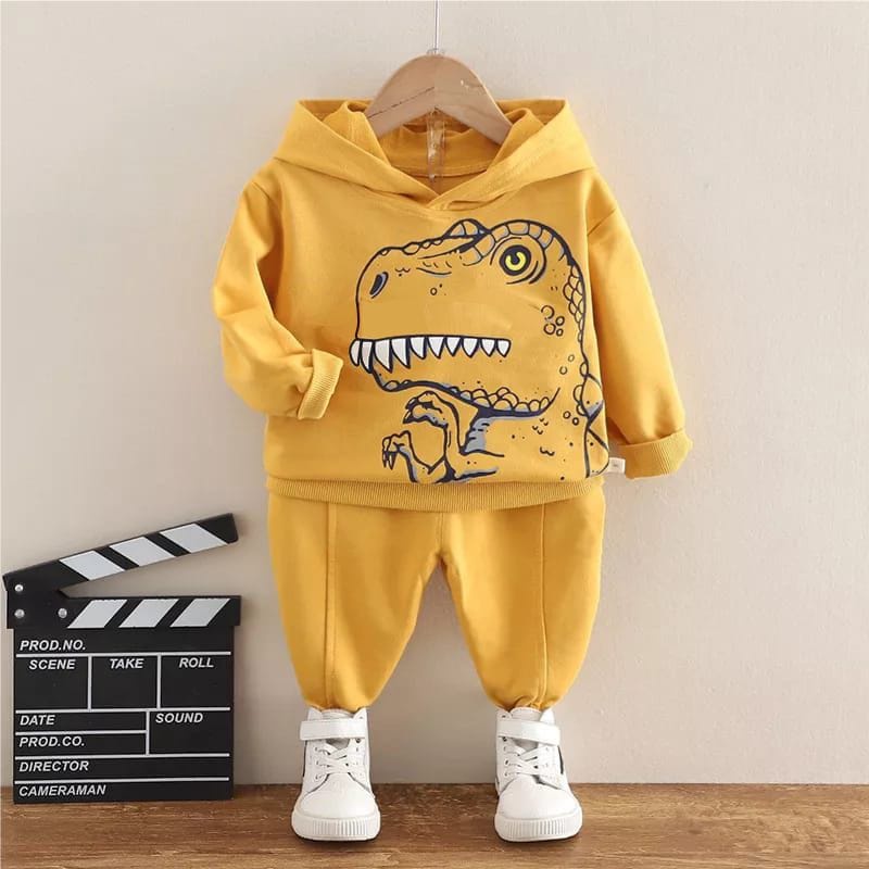 SETELAN ANAK LAKI LAKI/PEREMPUAN DINO HOODIE TERBARU 1-5 TAHUN