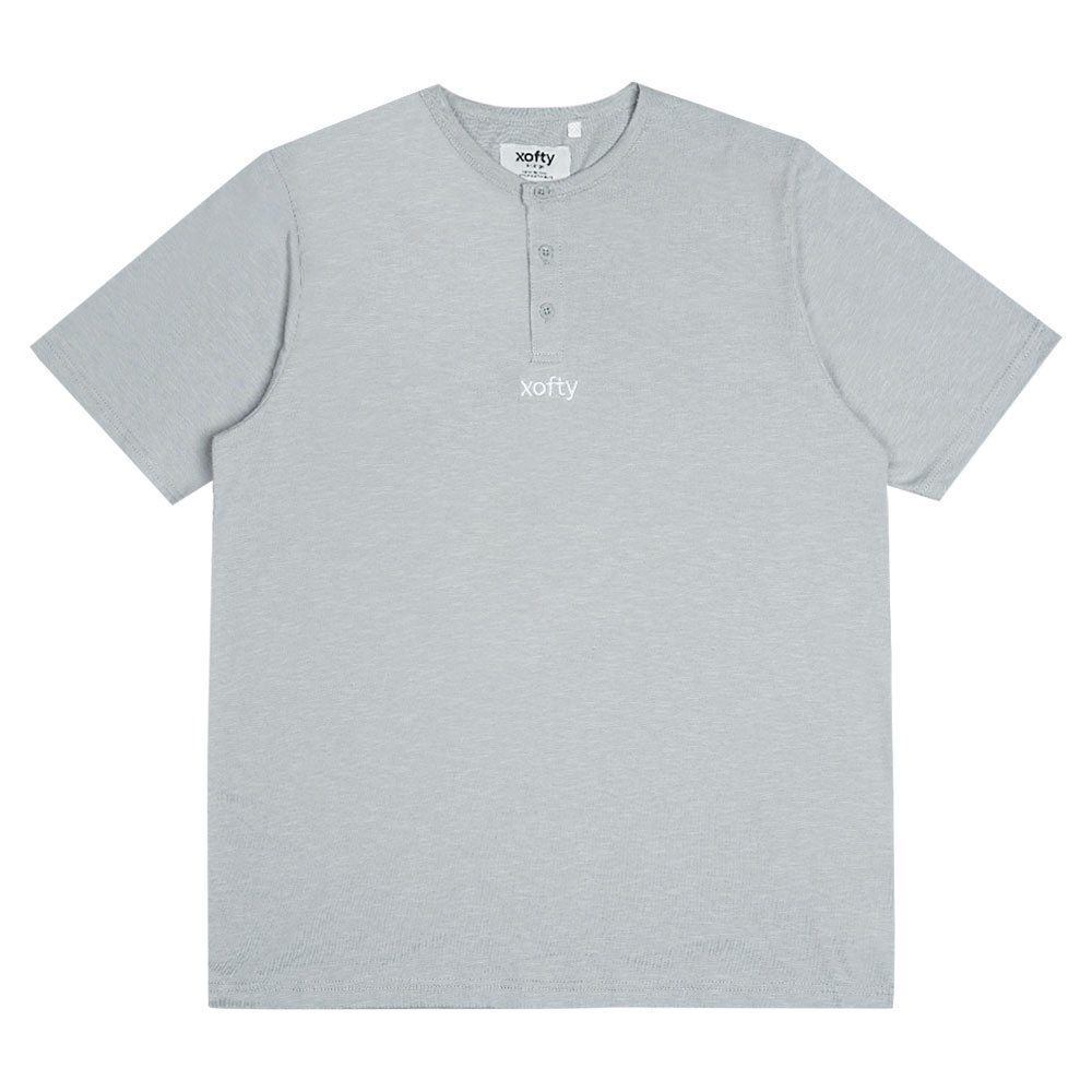 Xofty Kaos Henley Slub Grey O-Neck T-shirt Cotton 30s