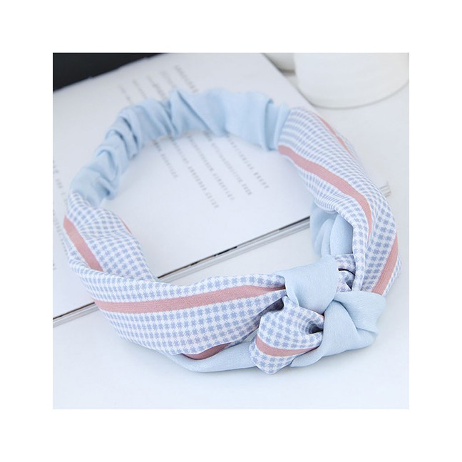 LRC Bando Sweet Grid Pattern Decorated Wide Hair Band