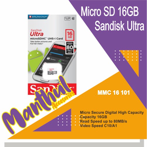 Sandisk Ultra Micro SD 16GB 80Mbps CLASS 10 MicroSDHC MicroSD Original