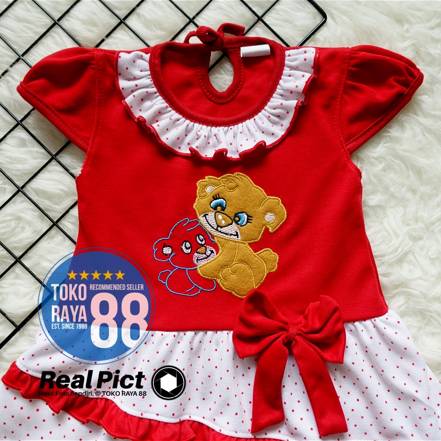 RB [SDR-RF29] TOKO RAYA 88, Setelan Dress Bayi 3 - 18 Bulan, RED FOREST Lion Baby Pita, Baju Rok