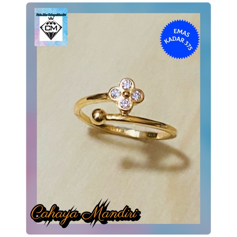 Cincin emas kadar 375 (8K) Berat +/- 1,01 Gram