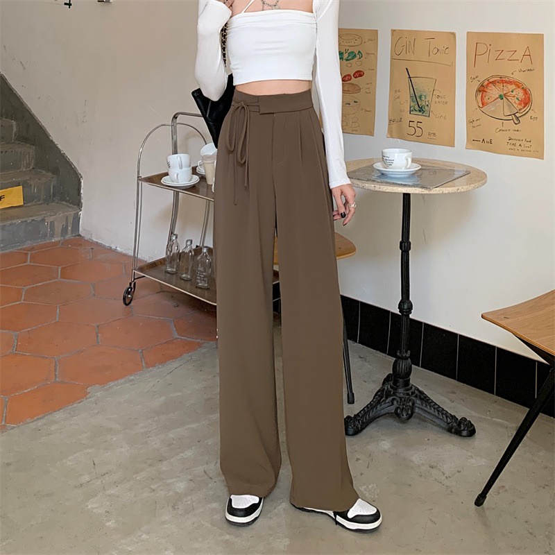 korean style wanita kulot highwaist wanita straight pants loose import celana hitam loose import celana hitam pants/Celana Anti Kusut