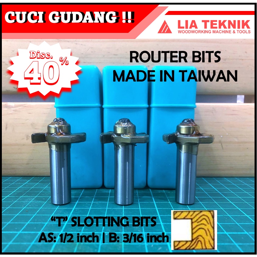 "T" Slotting Bits 1/2"x3/16" | Router Bits | Made in Taiwan