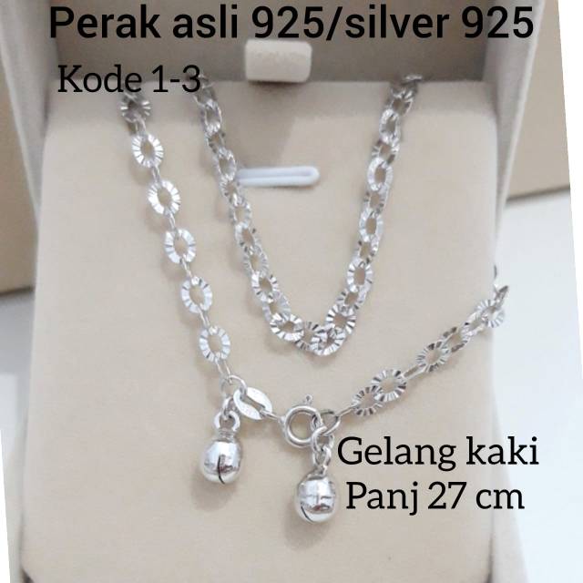 Gelang kaki nori perak asli 925 lapis mas putih