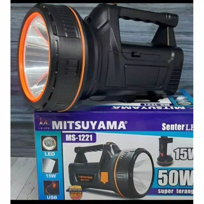 COD Senter Tangan 50w Led+Lampu Emergency Mitsuyama Ms-1221