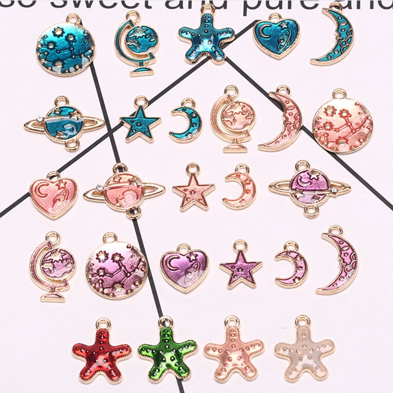 Hbid Glory 26Pcs / Set Liontin Bentuk Planet / Bintang Bahan Alloy Untuk DIY Perhiasan / Craft