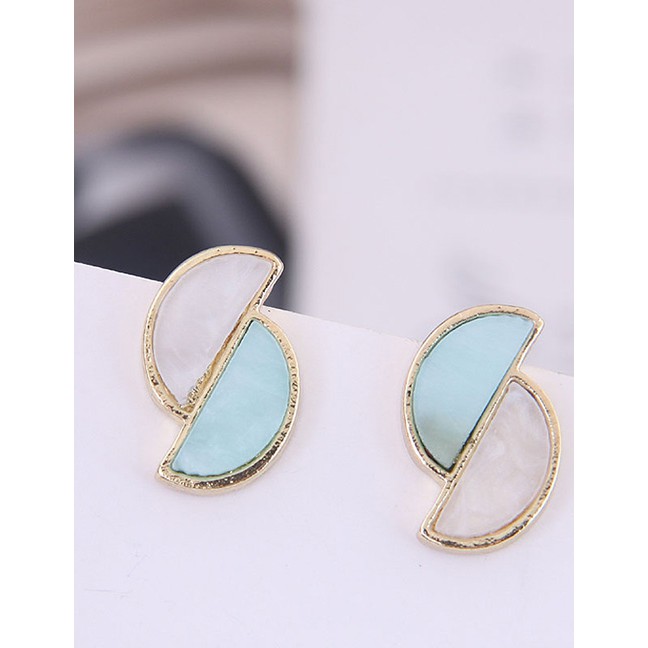 LRC Anting Tusuk Fashion 925 Silver Needle Crescent Double Earrings A58795